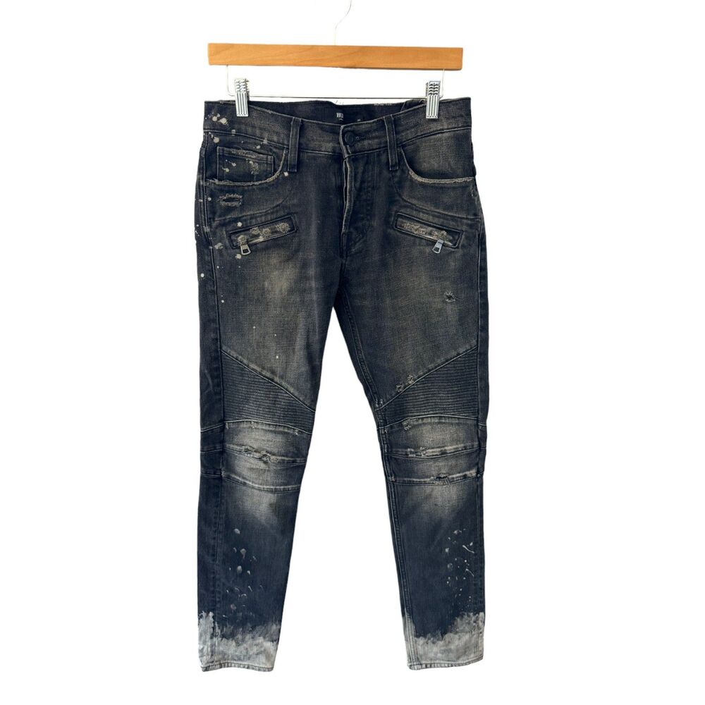 Hudson The Blinder Biker Moto Skinny Denim Jeans‎ Charcoal Black Size 30